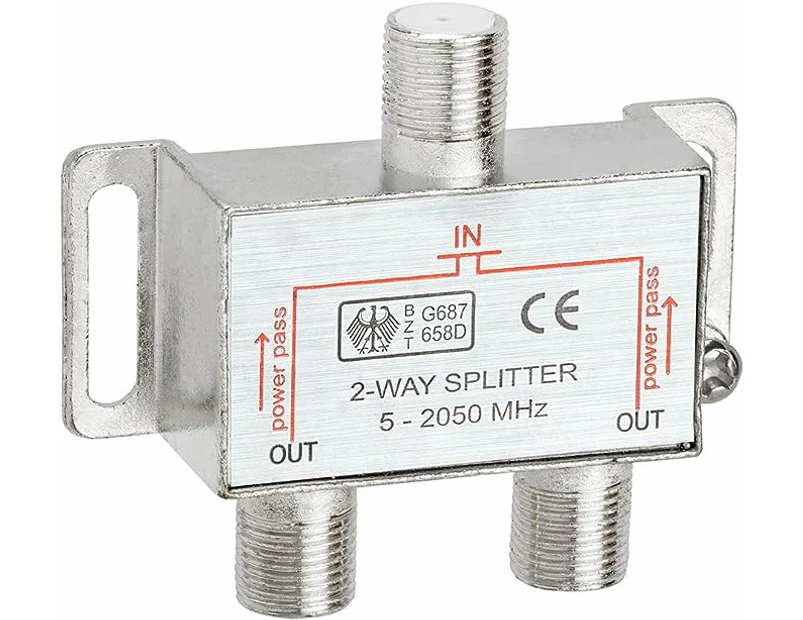 2-Way Splitter 2050MHz F-Type 2.05Ghz 2 Way Coaxial Cable Splitter (RG6 Splitter, Coaxial Splitter, TV Splitter,