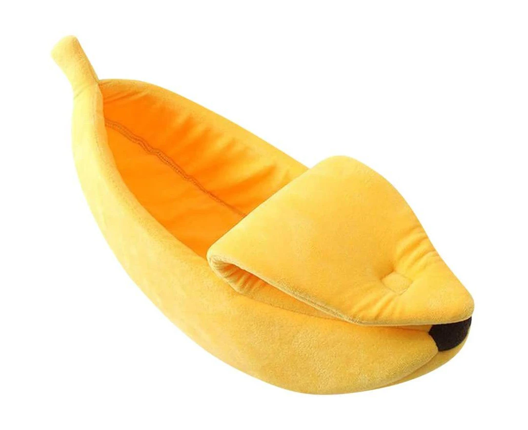 Creative Banana Shape Dog Cave, Dog Bed, Cat Basket, Dog Basket, Insulation Dog Blanket For Indoor Outdoor Winter Festival, House Nest, YellowM