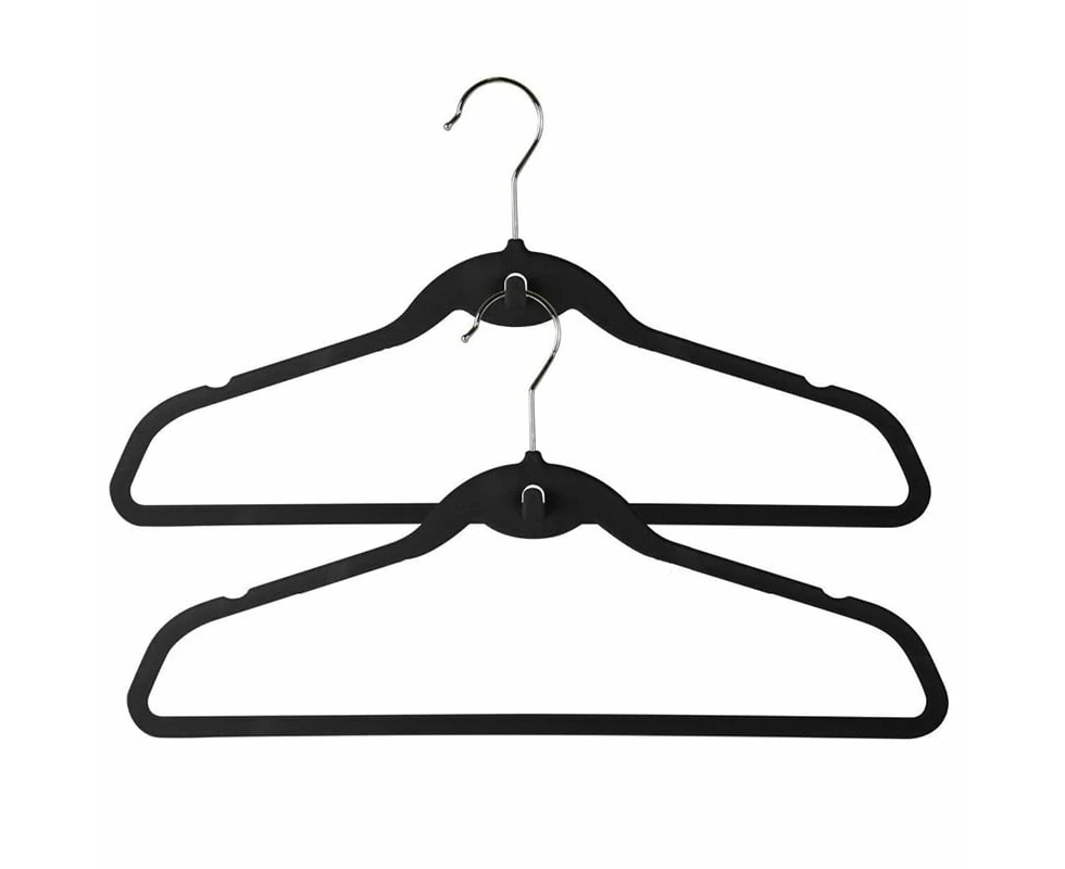 10 pieces of high-quality non-slip velvet hangers, plastic hangers, suit hangers, clothing store (black)