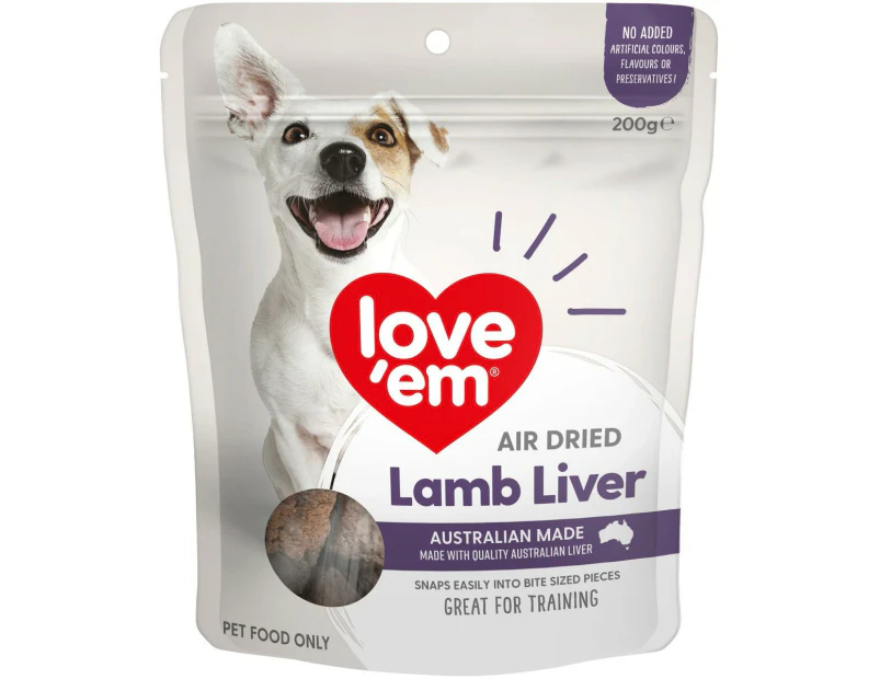 Love Em Air Dried Lamb Liver Dog Treats 200G