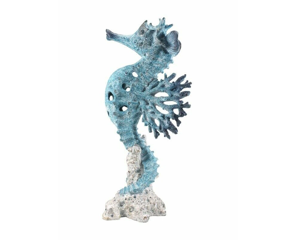 40cm Seahorse Blue White Coral Decor Ocean Ornament Statue Figurine Sculpture