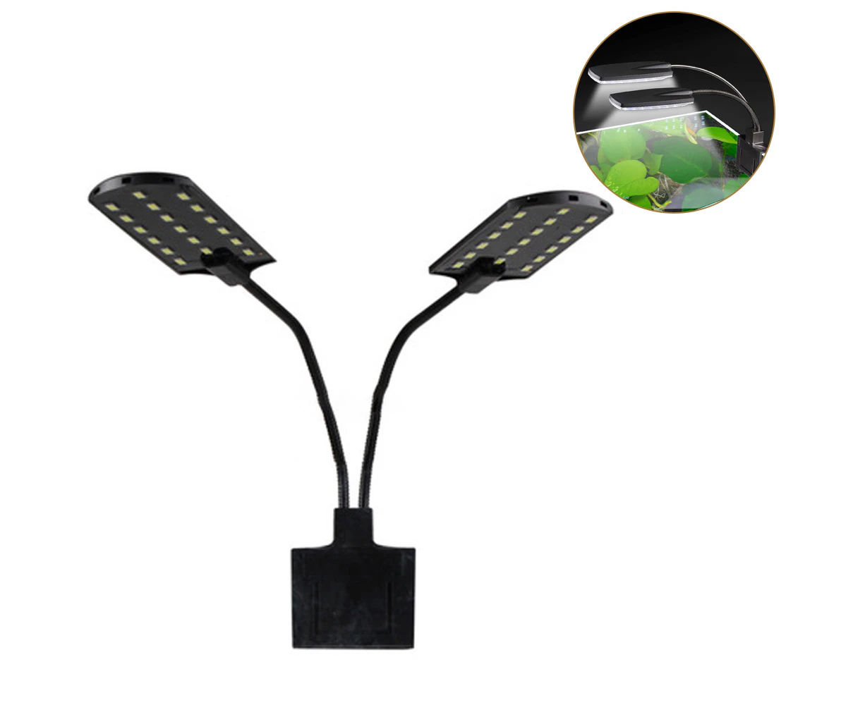 Fish Tank Clip on Light with Inline Timer, Clamp Aquarium Light with White & Blue LEDs, Lighting Modes, Dimmable