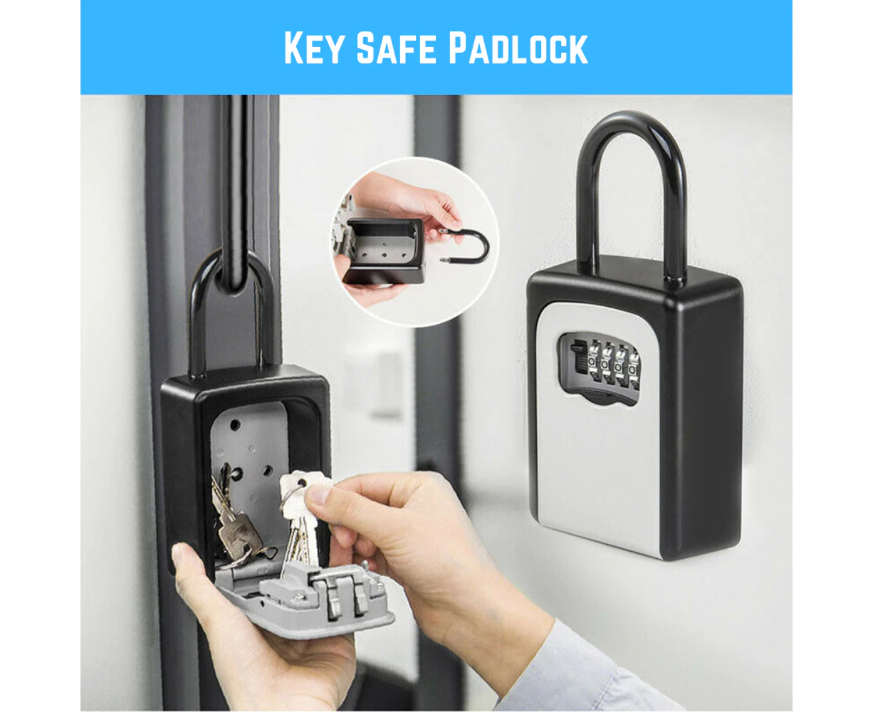 4 Digit Combination Lock Key Safe Padlock Security Home Outdoor