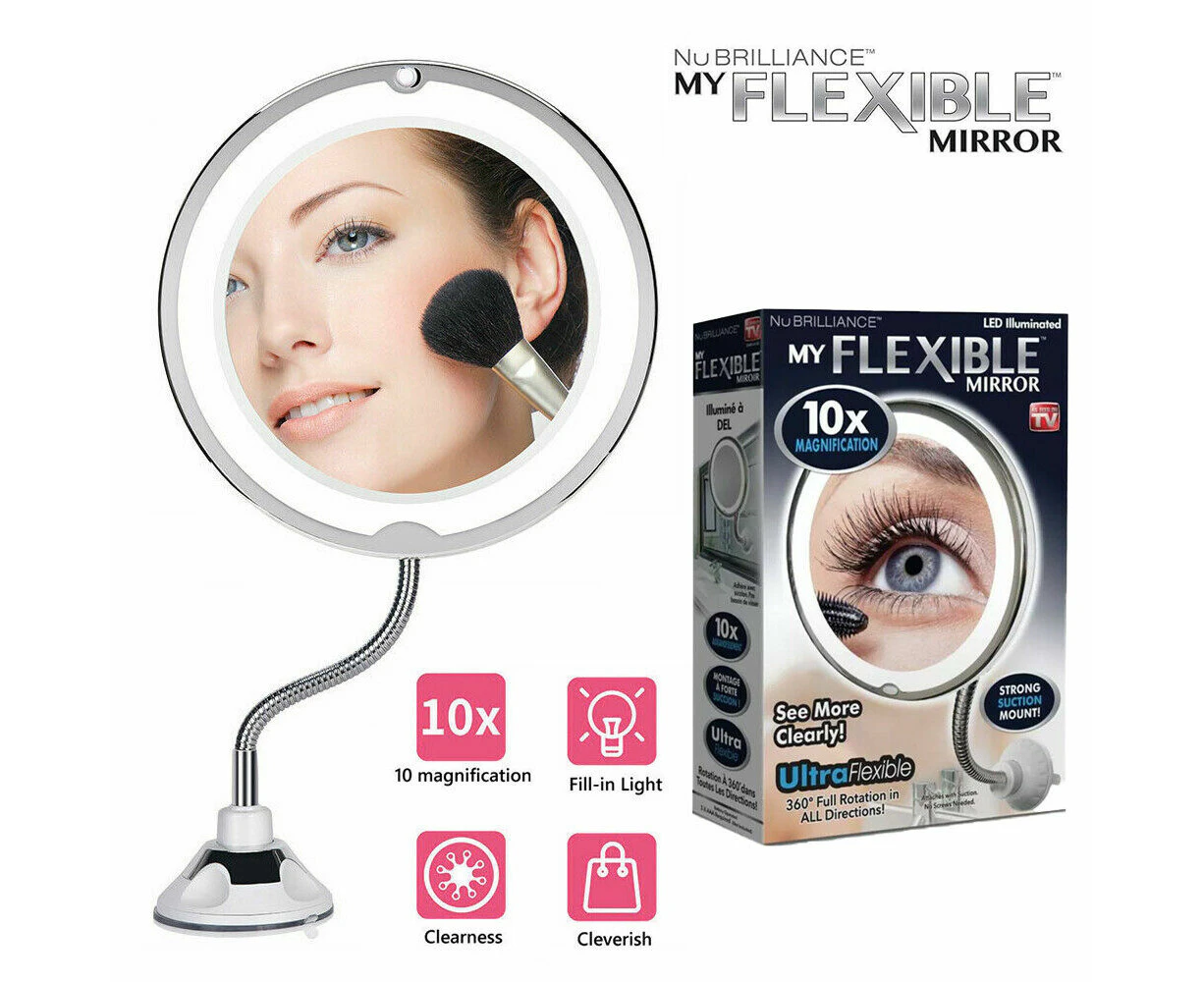 360° Rotation & 10x Magnifying Makeup Mirror With Led Light