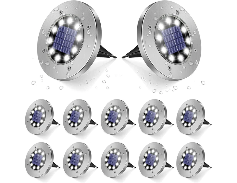 Solar Ground Lights Christmas, 12Pack 10LED Outdoor Pathway Waterproof In-Ground Garden LED Landscape Pathway Walkway Patio Yard Lawn Driveway