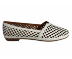 Orizonte Aria Womens European Comfortable Soft Leather Flat Shoes - White
