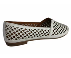 Orizonte Aria Womens European Comfortable Soft Leather Flat Shoes - White