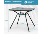 Costway Outdoor Bistro Table Garden Dining Table w/Umbrella Hole & Metal Frame Balcony Yard Patio, Grey