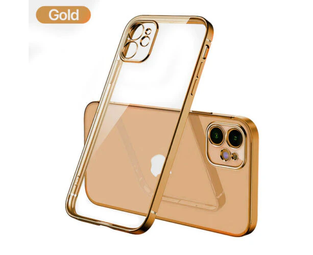 Iphone TPU Clear Case 12 Mini Soft Case Gold ShockProof Cover