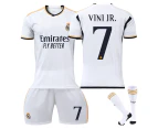 2324 Real Madrid Home Football Jersey Kit Boys Men's Soccer Jersey Training Set Vini JR 7 With Socks