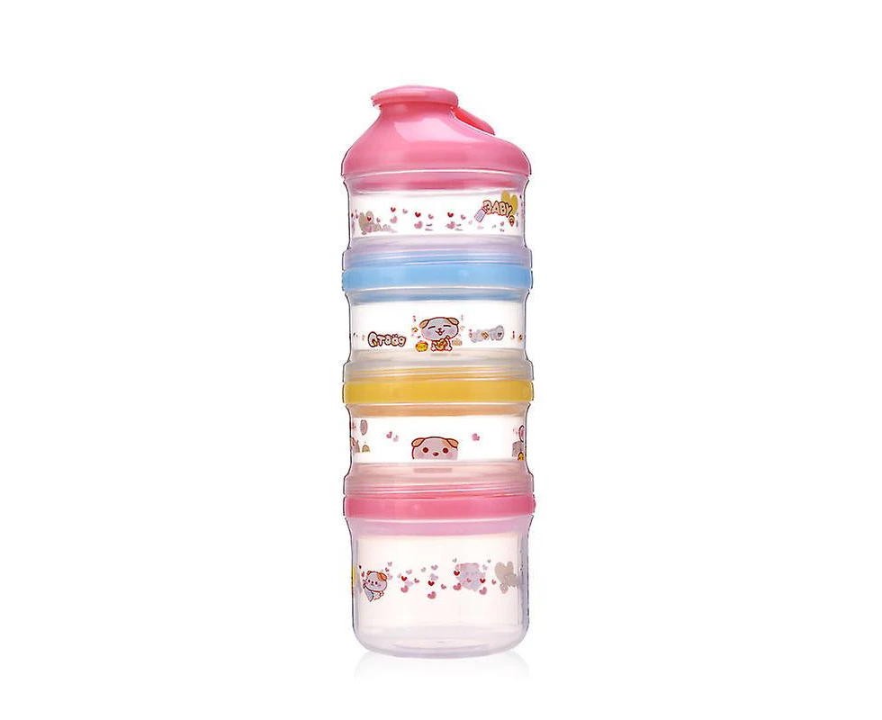 Stackable Baby Milk Powder Dispenser, 4 Layers Formula Milk Storage Container Portable Food Storage Containers For Grain Food Fruit Snacks(1pc, Pink)