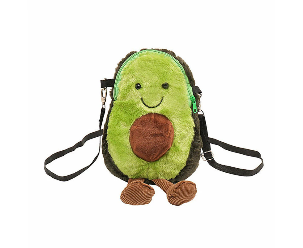 Tenpell Funny Plush Bag Avocado Crossbody Purse Cute Cartoon Shoulder Bag for Teens