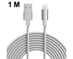 Silver-Lightning Cable, iPhone Charger Cable , Nylon Braided USB Fast Charging Cord Compatible