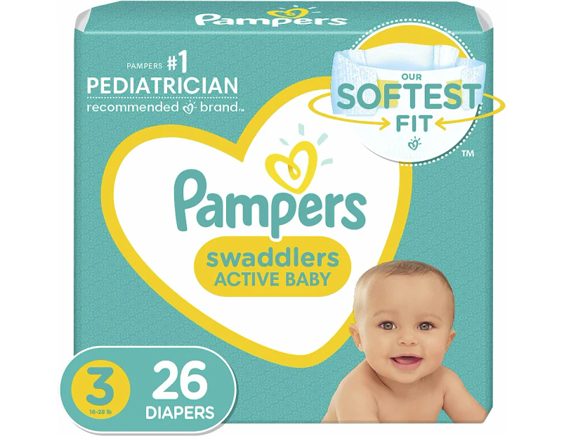 Pampers Swaddlers Disposable Baby Diapers Jumbo Pack Diapers Size 3 pack of 26 count