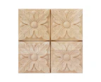 4Pcs Carving Checkered Applique Unpainted Decal for Furniture Decoration (A)