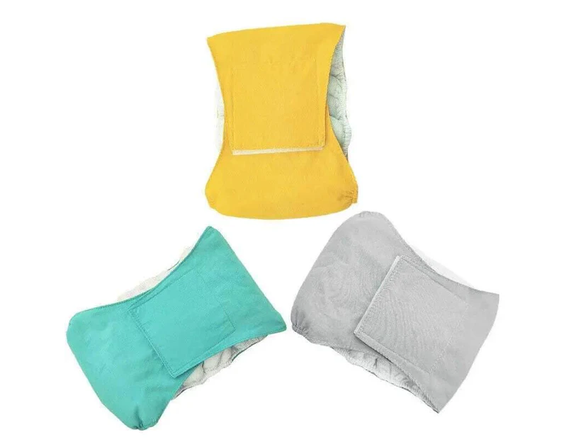 L Male Dog Puppy Nappy Diaper Belly Wrap Band Sanitary Pants  Underpants - Yellow