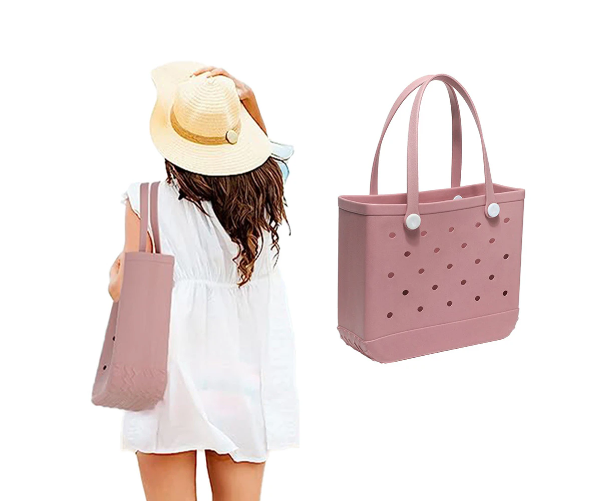 Lady Shopping Large Summer Beach Bag Tote Casual Travel Croc bags - Pink