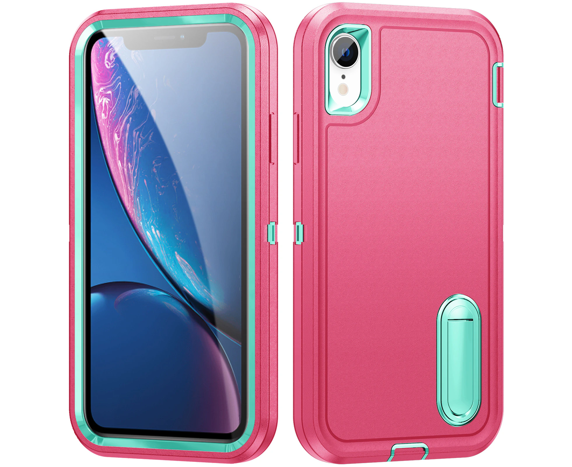 YSM for iPhone XR Shockproof Case with Stand-Pink