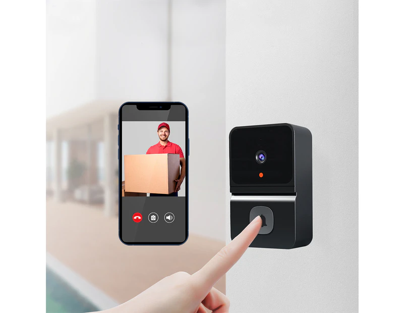 Wireless Smart Visual Doorbell WiFi Video Camera Door Ring Bell for Home with Dingdong Machine - Black