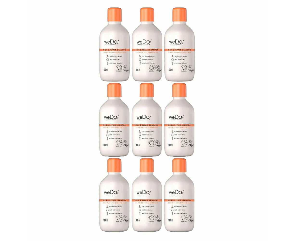 9 x weDo Professional Rich & Repair Shampoo Coarse or Very Damaged Hair 100ml