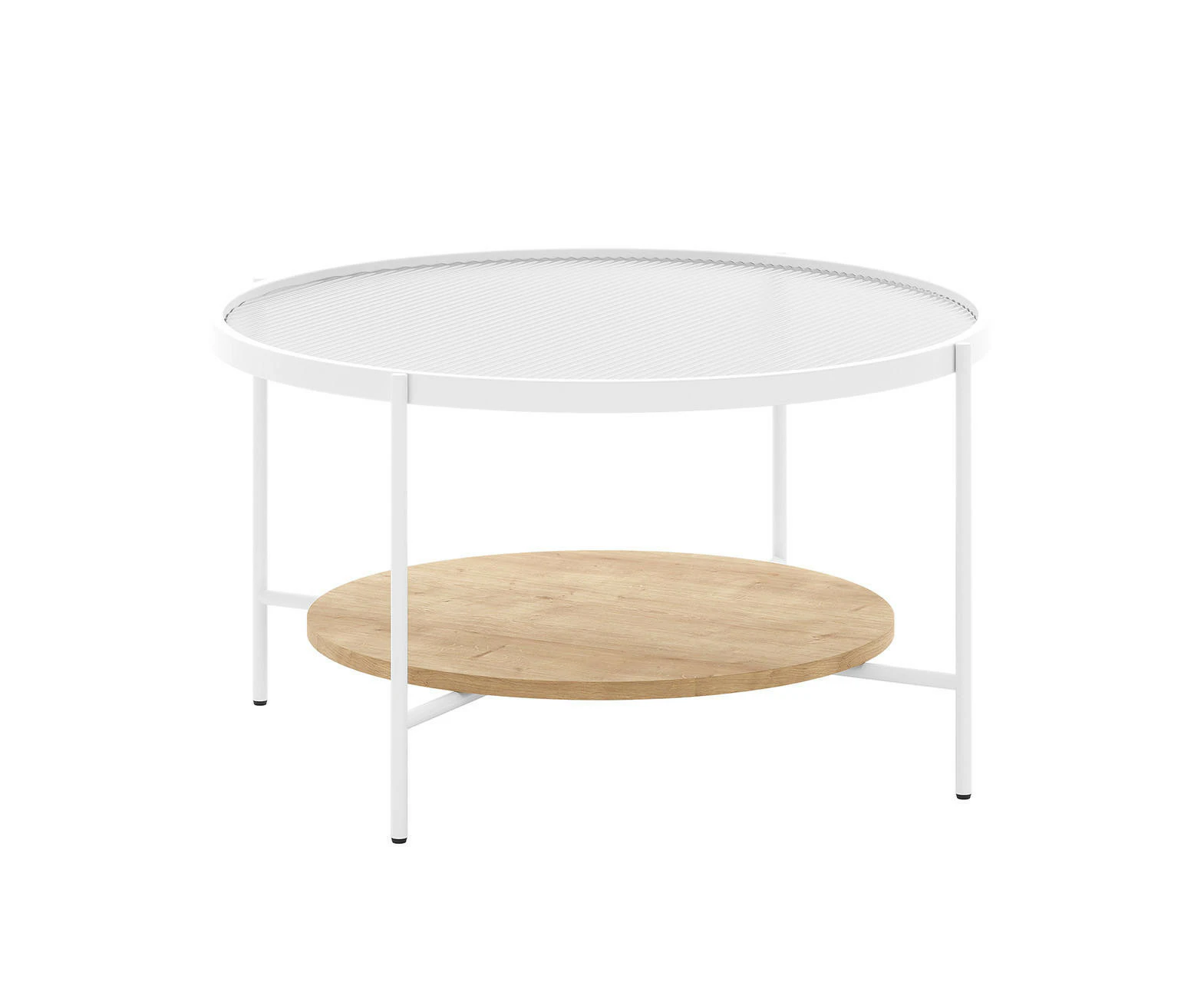 Lida Round Fluted Glass Coffee Table - Natural