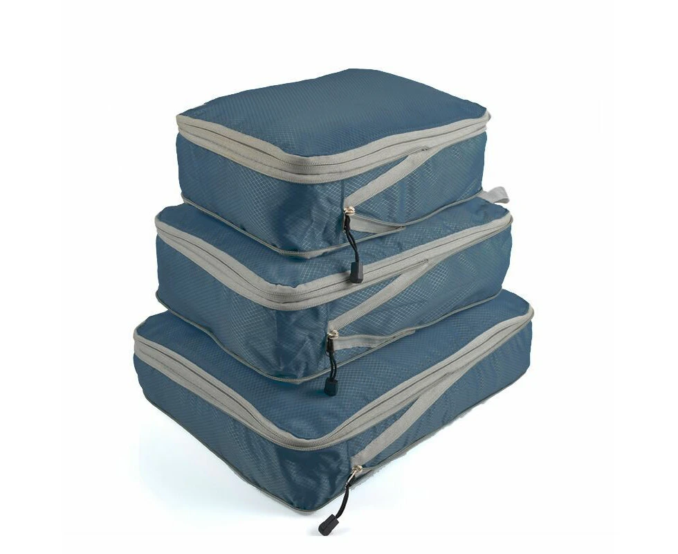 3 set Compression Packing Cubes Travel Expandable Packing Organizers,Navy