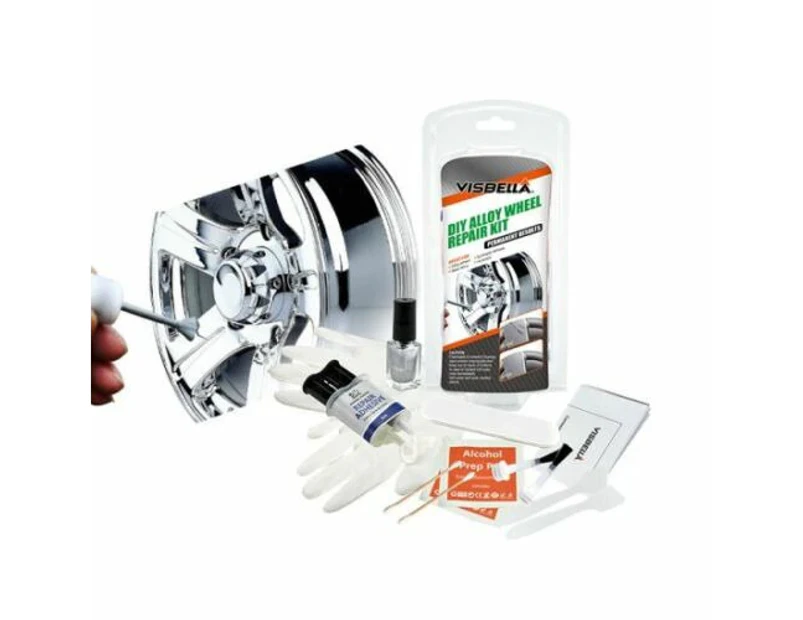 Visbella DIY Silver Alloy Wheel Repair Adhesive Kit Rim Surface Damage Car Auto Rim Dent Scratch Care Kerb Curb