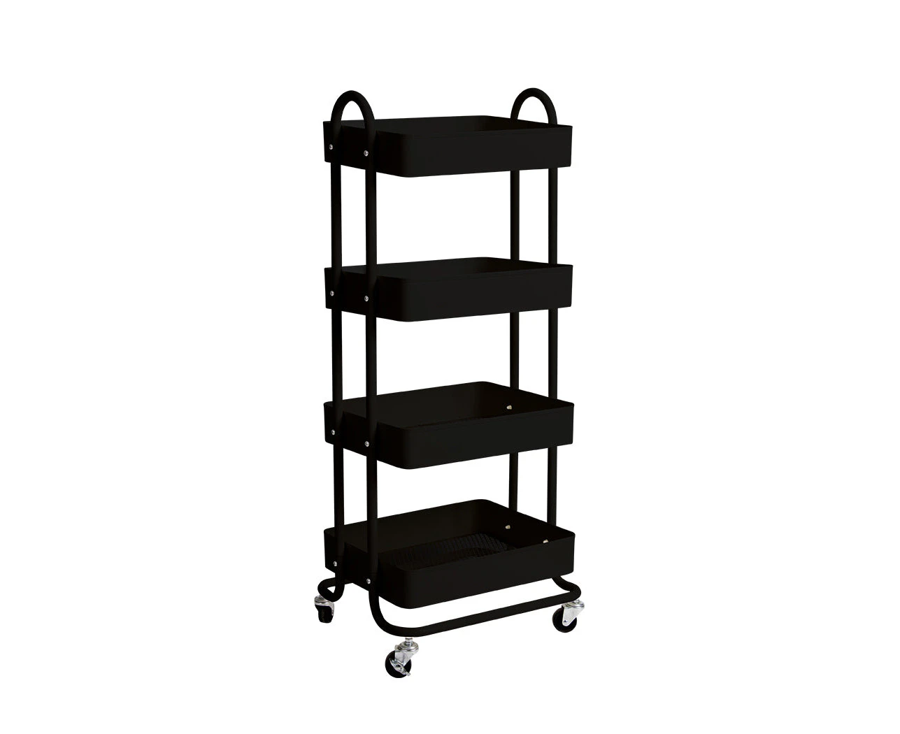 4 Tiers Kitchen Trolley Cart Steel Storage Rack Shelf Organiser Black