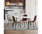 Oikiture 2x Dining Chairs Kitchen Accent Chair Lounge Room PU Leather Brown