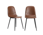 Oikiture 2x Dining Chairs Kitchen Accent Chair Lounge Room PU Leather Brown