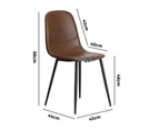 Oikiture 2x Dining Chairs Kitchen Accent Chair Lounge Room PU Leather Brown