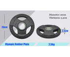 2.5kg x 8 Rubber Coated Cast Iron Olympic Weight Plate - Commercial Grade
