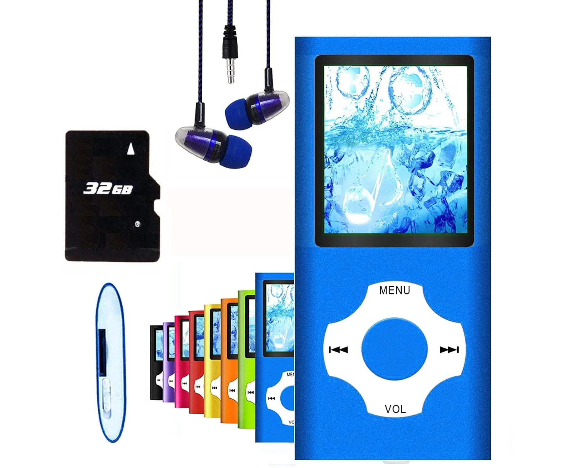 Blue-MP3 Player / MP4 Player, Hotechs MP3 Music Player with 32GB Memory