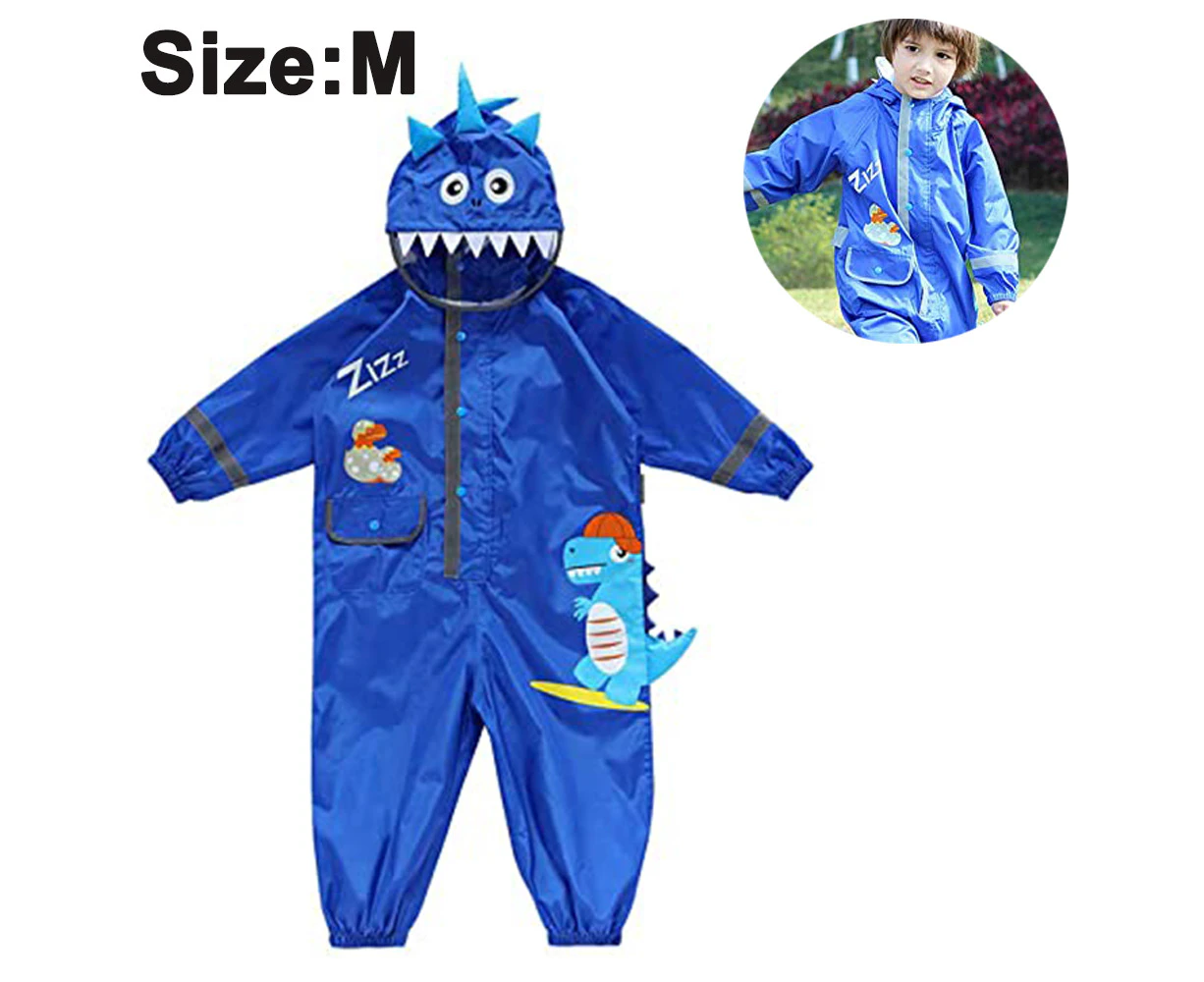 Kids Rain Suit,Dinosaur Toddler Raincoat Wear Coverall Jacket Baby Outfit,Blue, M