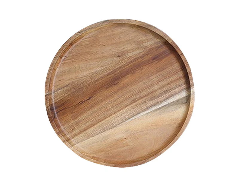 2 Pack Acacia Wood Dinner Plates, Round Wood Plates, Easy Cleaning & Lightweight for Dishes Snack, Dessert