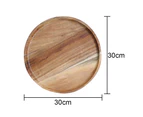 2 Pack Acacia Wood Dinner Plates, Round Wood Plates, Easy Cleaning & Lightweight for Dishes Snack, Dessert