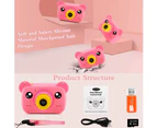 Kids Camera for Boy Blue Bear Cartoon Birthday Children Toy Toddler Camera 3-10 Year Old Starter Kids Digital Camera-Mini Bear Pink