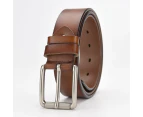 New Cowhide Leather Men Belt Pin Buckle Luxury Male Belts (Brown)