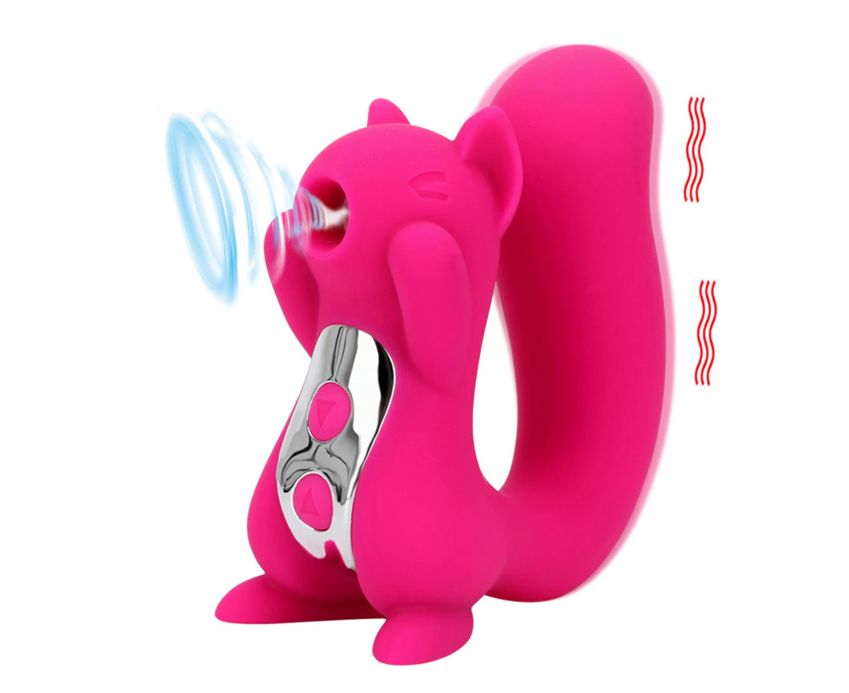 Licking Sucking Vibrator G-Spot Clit Nipple Sucker G-spot Massager Sex Toys - Rose Red