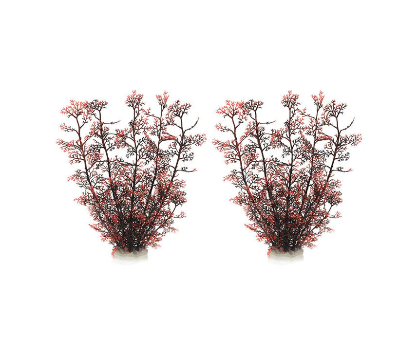 Mewtogo 2 Pcs Aquarium Decor Plastic Plant Small Fish Tank Decoration-BlackRed