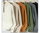 Men's Sweater Winter Knit Crew Neck Sweater Long Sleeve Soft Warm Knit Pullover-400 Orange Red