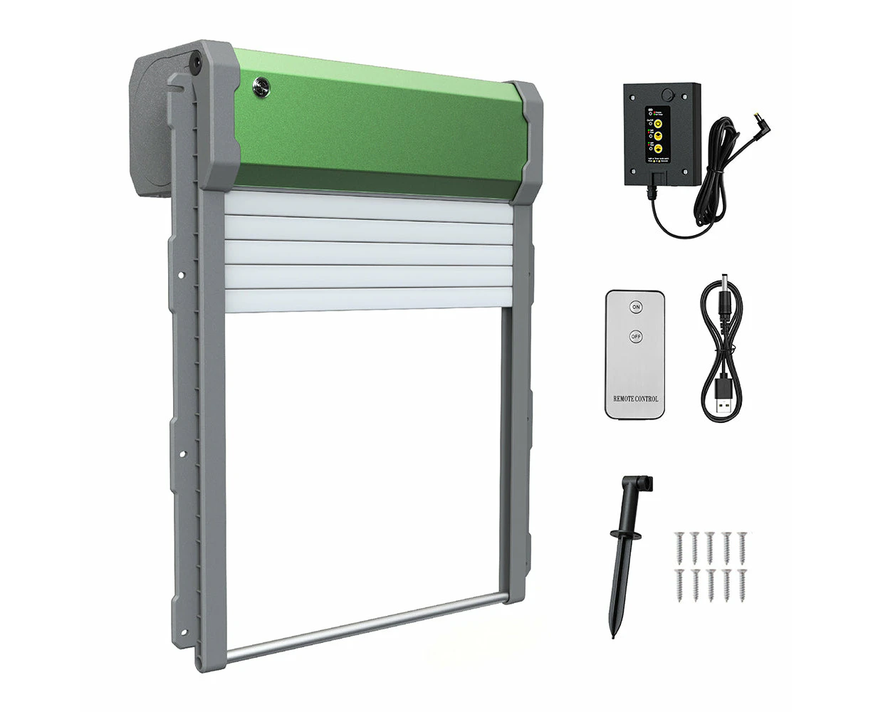 Solar Automatic Chicken Coop Door Opener Timer Auto Light Sensor Remote Control with One Year Warranty