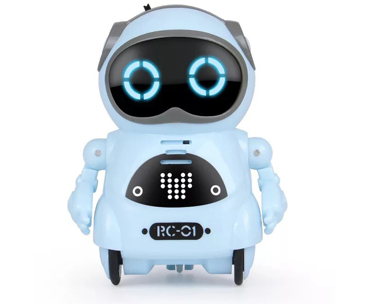 Pocket RC Robot for Kids Talking Interactive Dialogue Singing Dancing Telling Story Mini Robot Toy -Blue