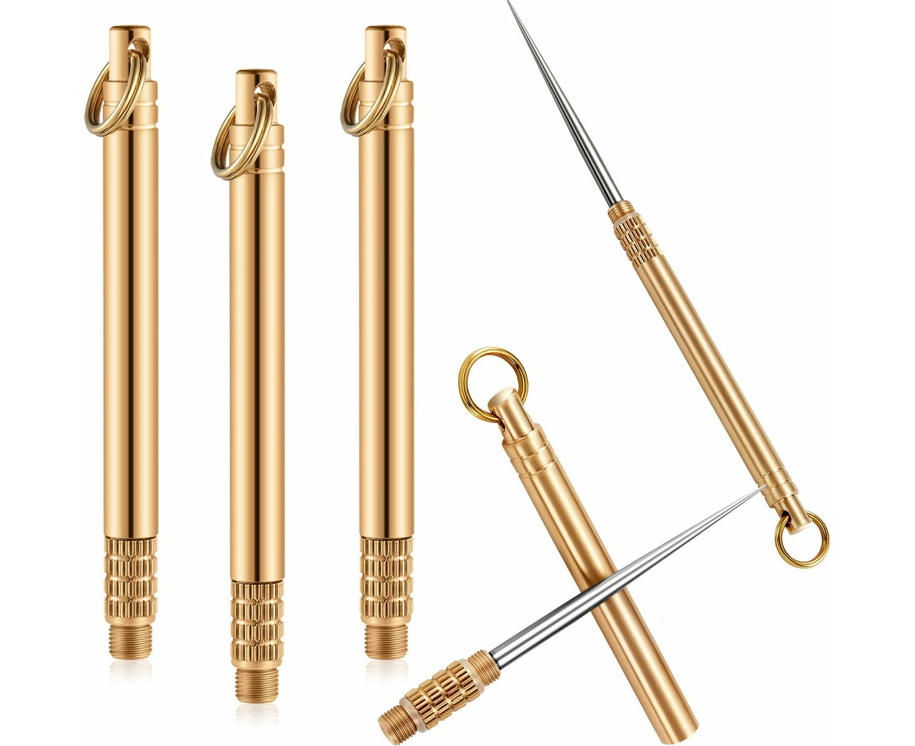 3 Pieces Portable Titanium Toothpicks Pocket Toothpick Metal Toothpick Holder For Outdoor Picnic And Camping Brass