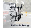 CD 2" Hitch Mounted 4 Bike Rack - Max Tire Width up to 5"- Load up to 20kg Per Bike - Platform Style Carrier Rack for Fat Bikes MTBs & Road Bikes