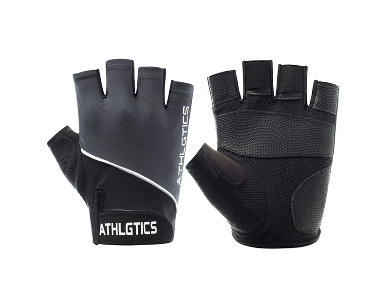 1 Pair Anti-slip Breathable Half Finger Riding Gym Fitness Gloves for Men Women - Black