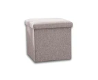 Linen Folding Ottoman Storage Stool (dark Grey)