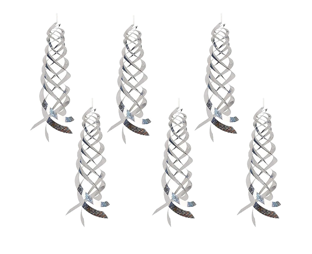 6 Pack Silver Rotating Reflective Rod Bird Repeller Bird Spiral Reflectors Scare Tool