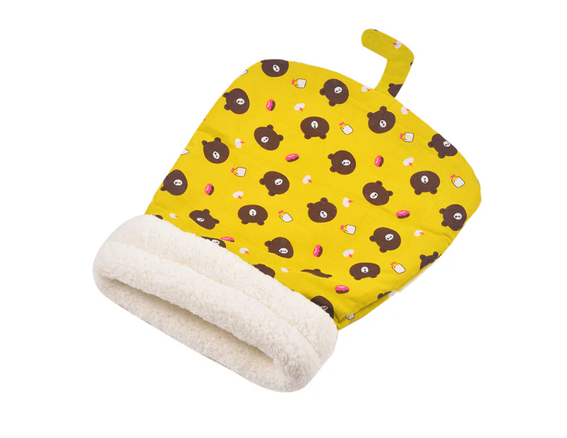 Fulllucky Pet Sleeping Bag Comfortable Cartoon Plush Pet House Bed Nest for Winter-Yellow