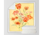 Throws Couples Size: 200cm x 200cm Floral Art Painting Tulips and Daisies Flowers